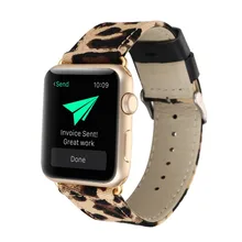 XG153 38/42mm Watchband For Apple Watch Genuine Leather With Adapters Fashion Classic Leopard iWatch Wrist Strap Buckle Brown