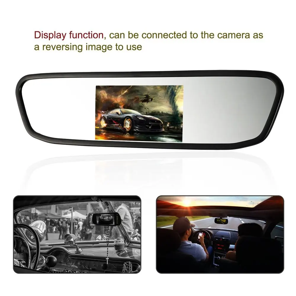 

4.3 Inch Universal Car Mounted General Reversing Digital Screen Car Mirror Monitor Backup Parking Sensor Multimedia Display