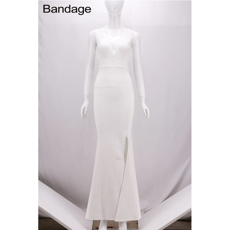 

Leger Babe 2019 New Summer Plunge Neckline Bandage High Split Party Vestidos Evening Prom Gown Mermaid Lace Women Dress Outfit