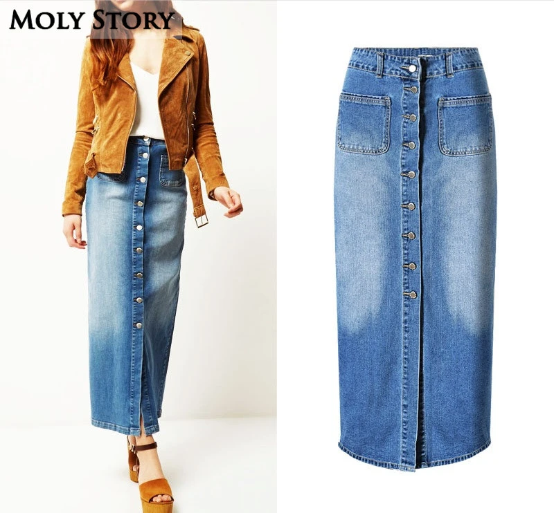 Plus Size Retro Jeans Rok Rechte Lange Hoge Taille Denim Rokken Jupe  Femme|denim skirt|skirt straightjeans skirt - AliExpress