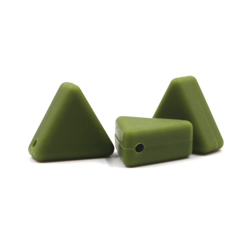 10 шт./упак. DIY ожерелье Использование треугольник детский Силиконовый грызунок жевательные бусины безопасный пищевой Клас для кормления грудью треугольник силиконовые бусины - Цвет: Army Green-39