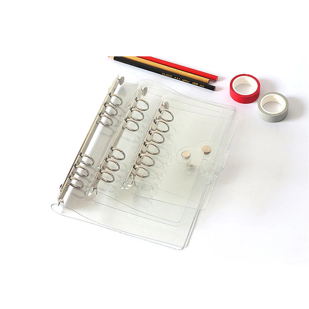 

2018 Planner PVC transparent 6-hole loose-leaf notebook cover Shell for A5/A6/A7 Office School Stationery Accessory