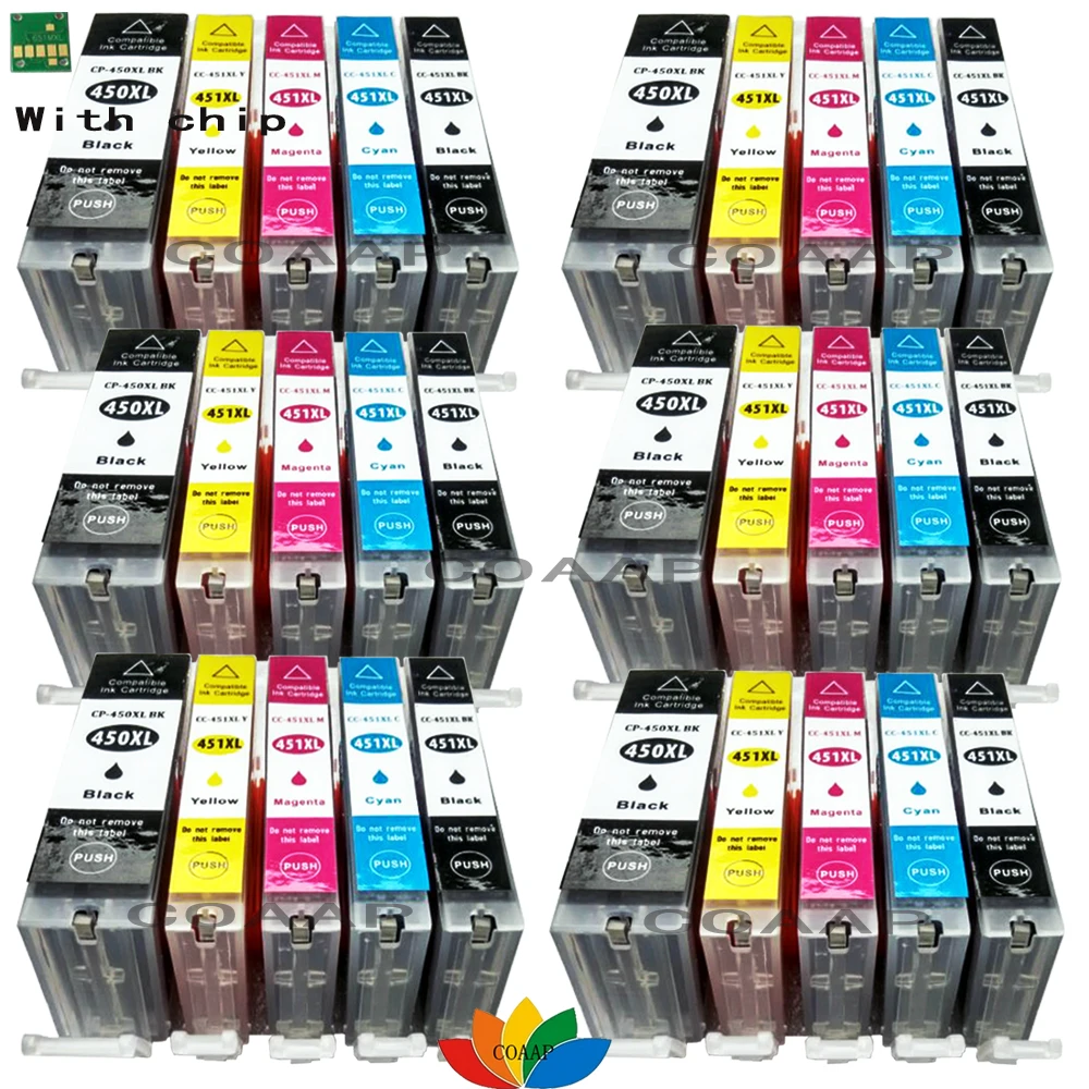 

30 x Compatible ink Cartridge PGI-450 CLI-451 BK PBK C M Y for Canon PIXMA MG6340 MG7140 iP8740 MG7540 printer