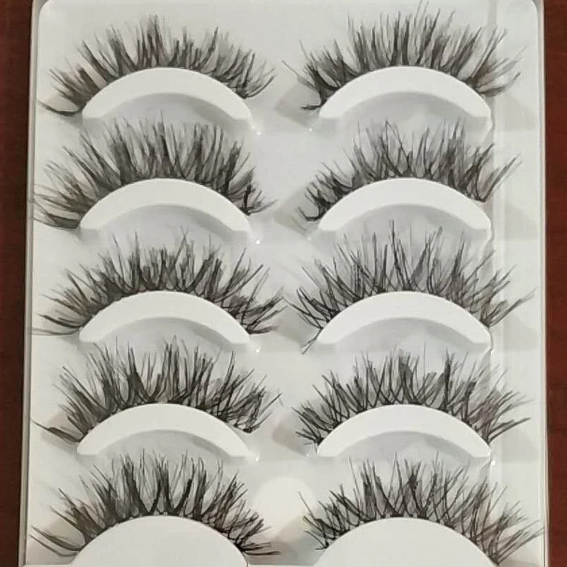 

5 Pairs Women Soft Natural Long Cross Fake Eye Lashes Handmade Thick False Eyelashes Extension Beauty Makeup Eyelashes
