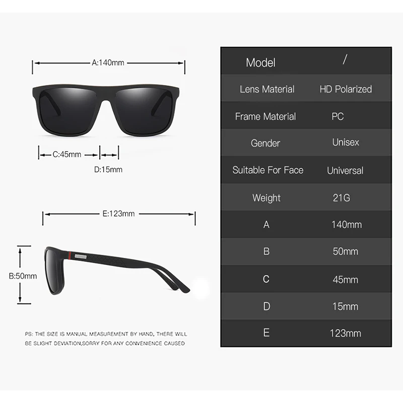 KEITHION Square Polarized Sunglasses Mens Fashion UV400 Mirrored Sun Glasses Vintage Driving Fishing Outdoor Eyewear