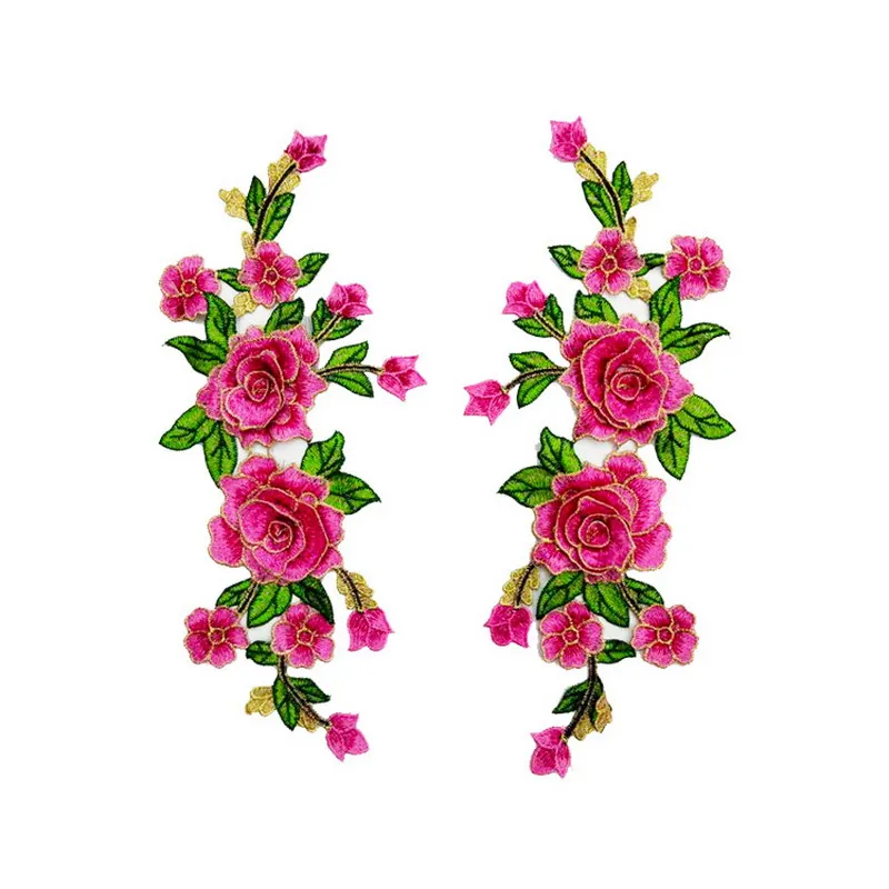 5 цветов 1 пара/лот нашивки в виде цветков розы для футболки Пальто DIY ручной работы с пайетками пришить вышитый обратный патч аппликация NL042