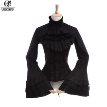 ROLECOS estilo gótico mujer blusa Lolita de manga larga de encaje camisas Vintage renacimiento victoriano Medieval mujer blusa Lolita