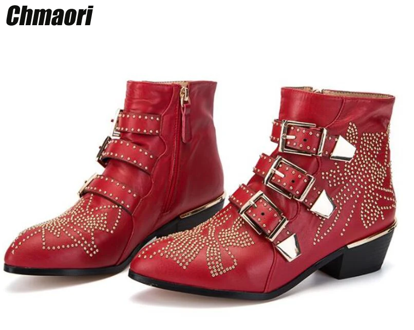 solid pointed toe low heel biker boots