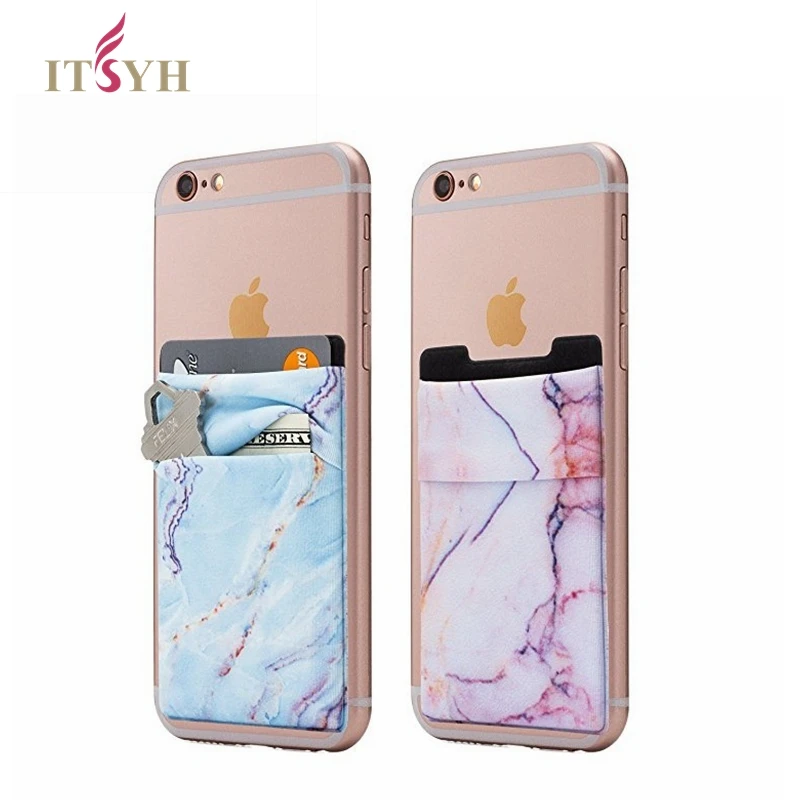 

ITSYH Fashion ID Credit Card Holder Solid Mobile Phone Card Wallet Elastic Cellphone Pocket with Adhesive Sticker SZ19-003