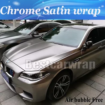 

Luxury Anthracite Chrome Satin Car Wrap Film with air bubble Free For Vehicle / truck wrapping covers size 1.52x20m/Roll