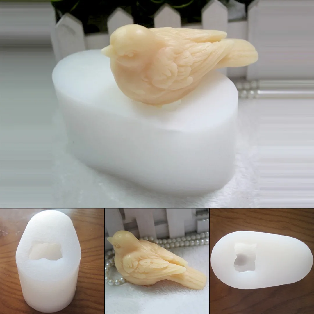 3D Bird Handcrafted Candle Mold Durable Soap Mold Sparrow Type DIY Craft Silicone Handmade Mould 104*43*49mm