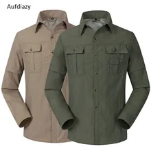 Aufdiazy мужские летние быстросохнущие съемные быстросохнущие рубашки для прогулок дышащие спортивные горные походные мужские тонкие рубашки JM013
