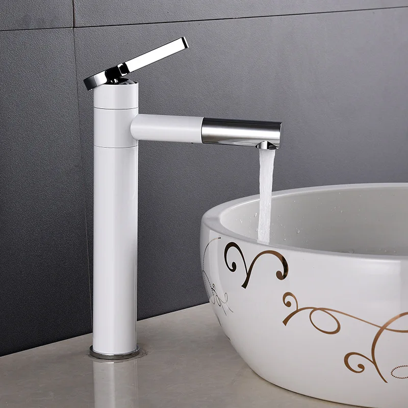 

washbasin faucet, copper plating, baking white paint, face faucet and high floor pots, faucets, hot and cold faucets.