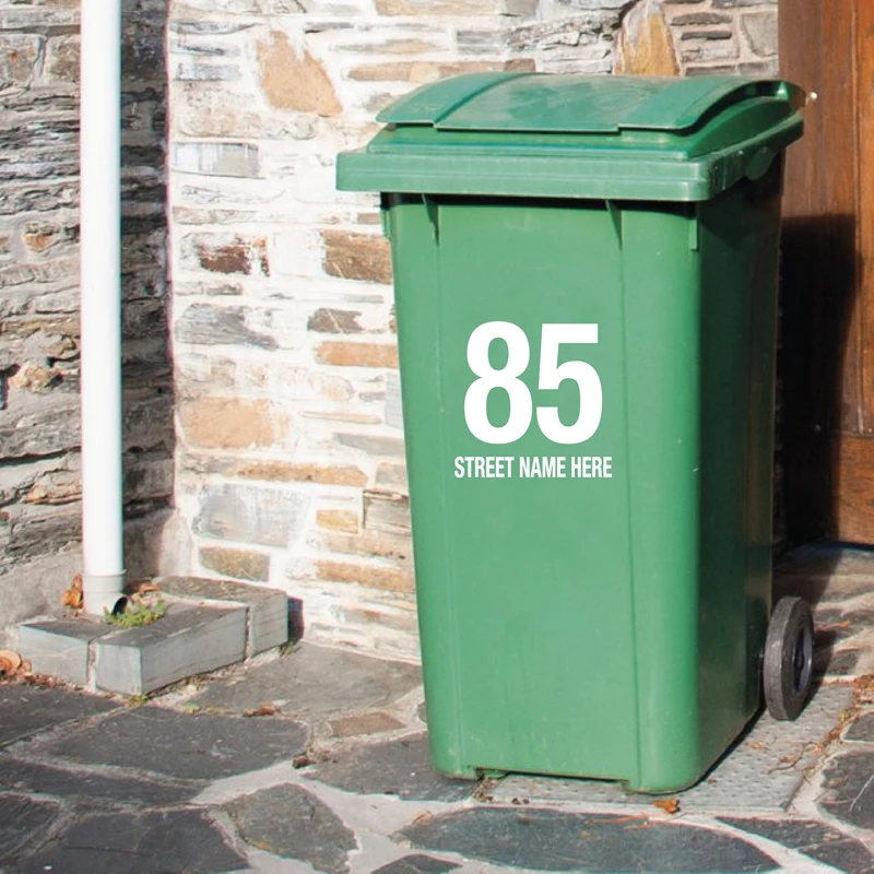 

Vinyl Stickers for Trash Can Custom Street Name Wall Decal Customized Number Garbage Bin Vinyl Murals Home Decor AZ296