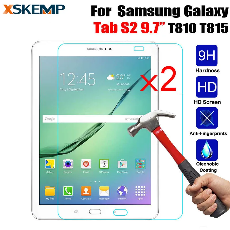 XSKEMP 2 шт./лот 9 H премиум-класса из закаленного Стекло для Samsung Galaxy Tab S2 9," T810 T815 планшетный ПК HD Экран защитная плёнка для НУА Вэй