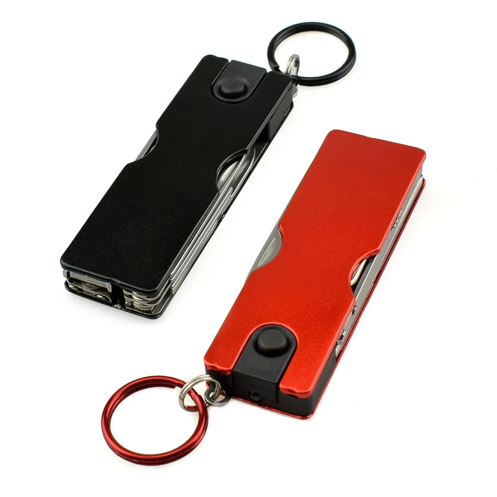 

Mini Fashion Keychain Swiss Knife LED Lights Nail Clippers Earpick Scissors Tweezers Pocket Multifunction Hand Tools
