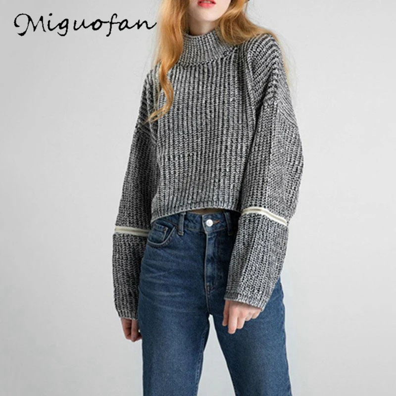 

Miguofan Women's Sweater Turtleneck Knitted Pullovers Fashion Casual Jumpers Vintage Ladies Tops Sweaters 2019 Autumn Winter
