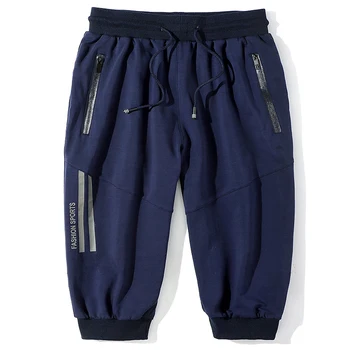 

130kg Can Wear Sport Pants Men 3/4 Sweatpants 2018 New Knitted Fabric Loose Gym Bottoms Zip Pocket 7XL 8XL Run Jogger Pants Man