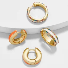 Простые цветные серьги-кольца, 20 дизайнов, новинка, с фабрики, радужные серьги-кольца со стразами для женщин, Рождественский подарок