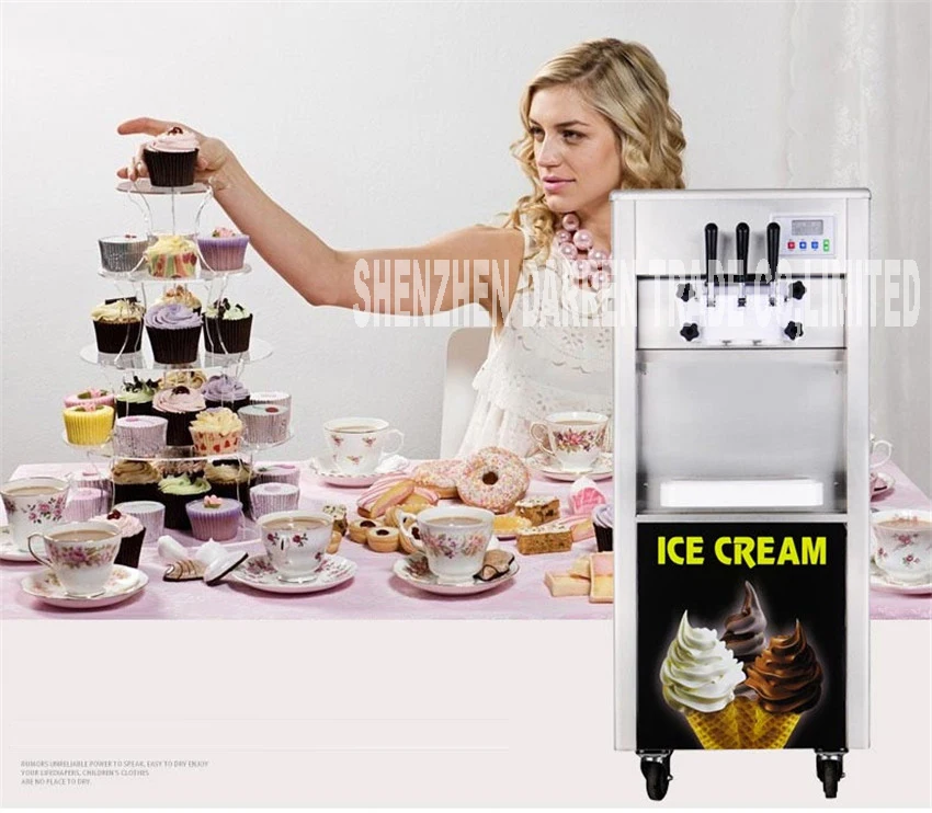 Доставка по морю коммерческих bql-818 вертикально Мороженое машина мягкая Мороженое Maker 110 ~ 220 В/1800 Вт Номинальная выход 18-23l/ч