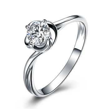 

0.32CT SI/I-J Luxury Diamond Engagement Rings For Women GVBORI 18K White Gold Promise Ring Fine Jewelry Wedding/Engagement Round