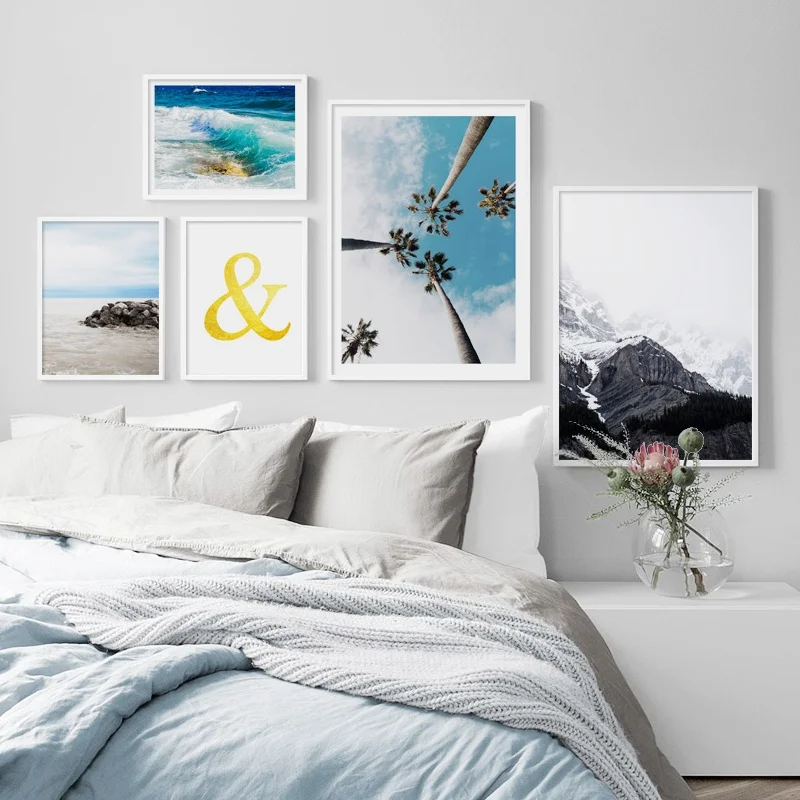 

Beach Sea Wave Coconut Tree Mountain Wall Art Canvas Painting Nordic Posters And Prints Wall Pictures For Living Room Home Decor