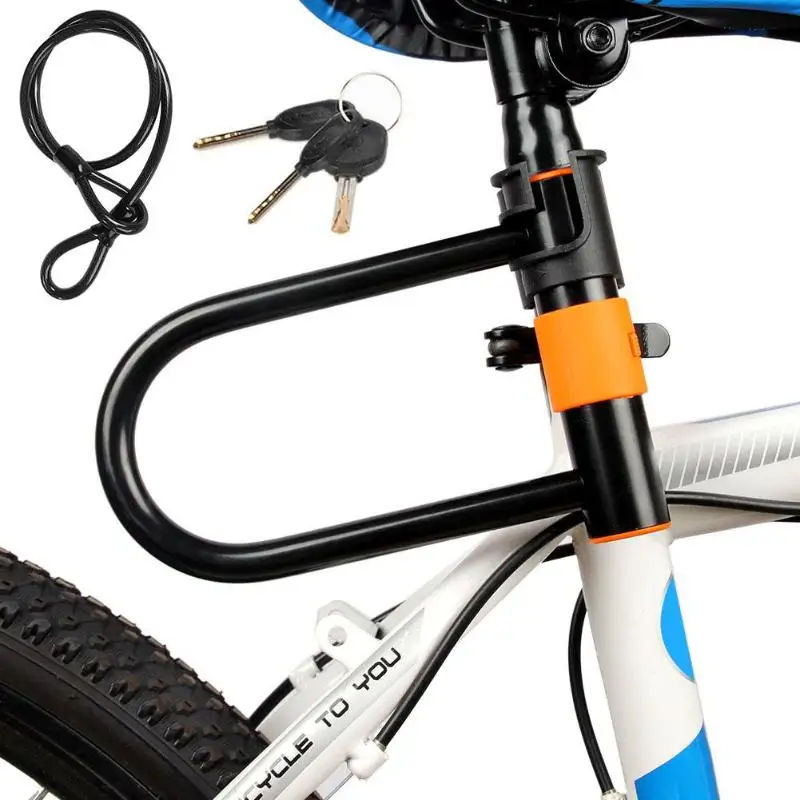 Двухсторонний s-образный u-образный сверхмощный велосипедный замок, крепление скобы для велосипеда, стальной гибкий кабельный замок