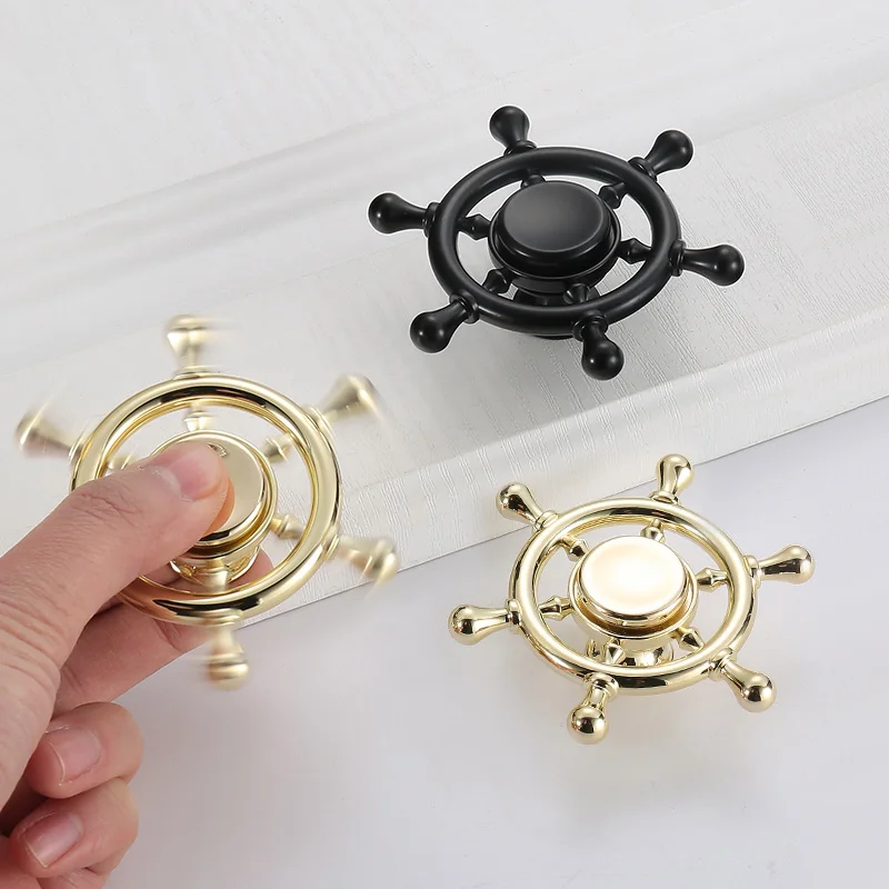 Novelty Spin Door Handles Black Gold Rotate Kitchen Cabinet Knobs