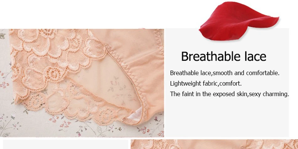 Plus Size L-XXXL Women Seamless Lace Panties Brand Women's Cotton Breathable Panty Transparent Sexy Briefs 27