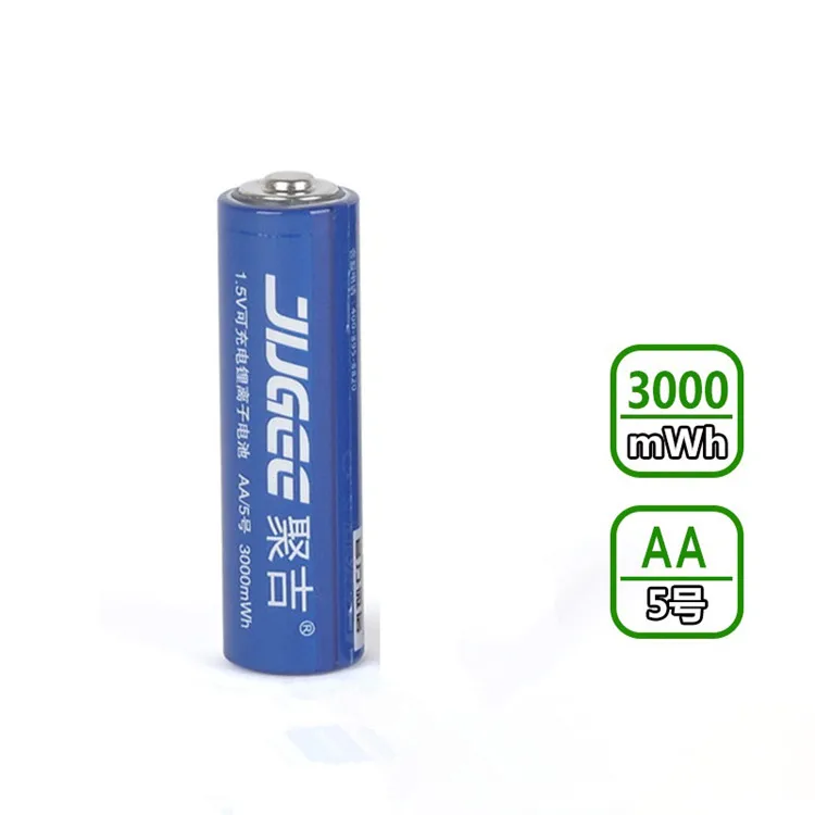 jugee 1pack 1.5v 3000mWh AA rechargeable Li-polymer li-ion polymer lithium battery+ 1 slots USB Charger