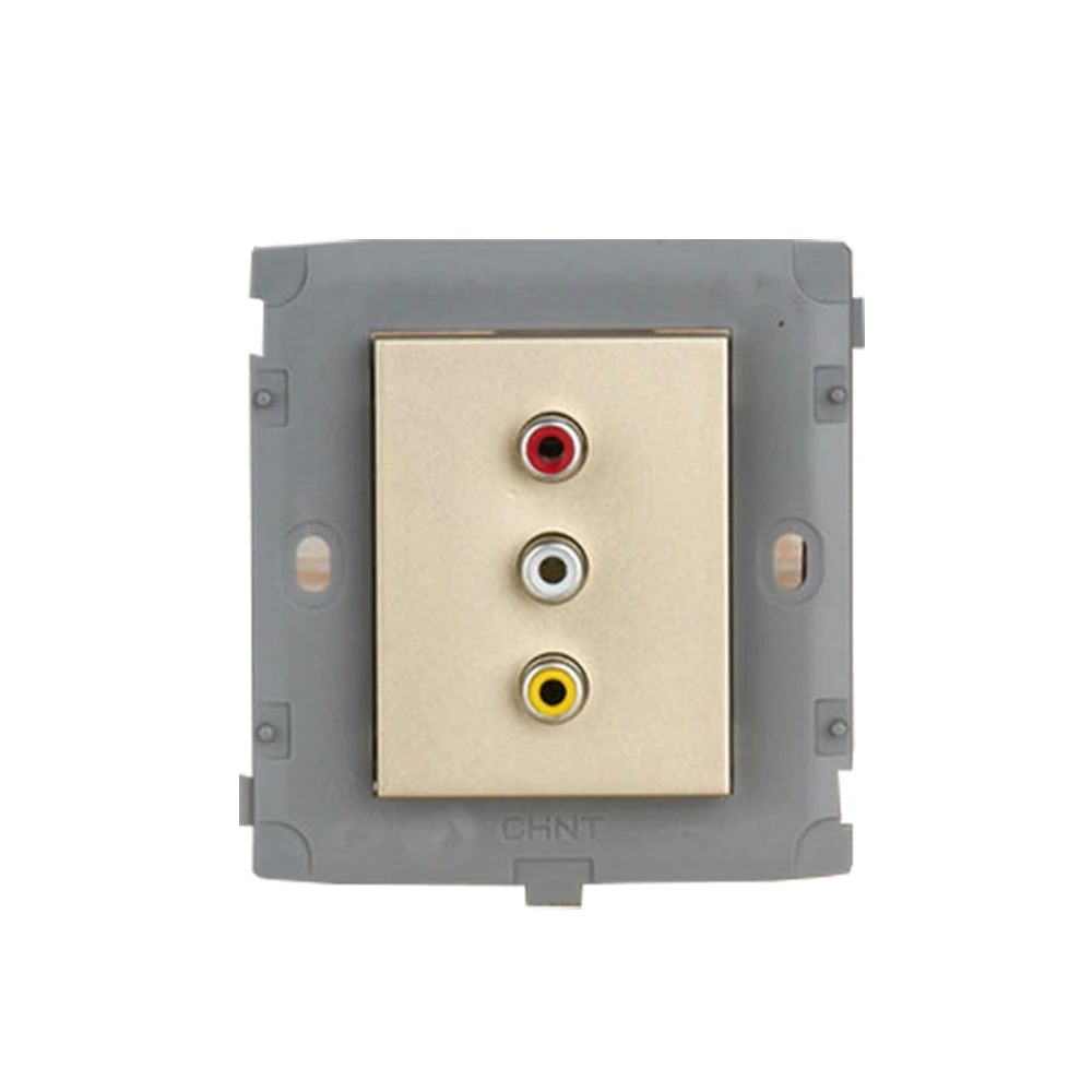 

CHINT Electric Audio Video 3RCA Module NEW2K Light Champagne Gold Socket