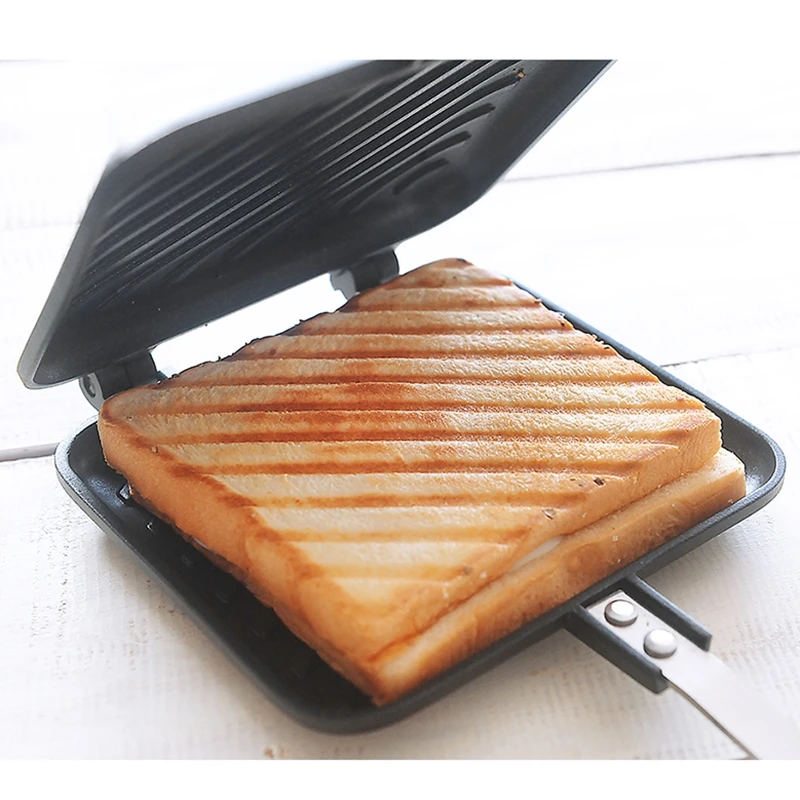 

Aluminum Sandwich Bread Toaster Mould Panini Grill Baking Pan Pot Fast Breakfast Machine Double-sided Non-stick Egg Frying Plate