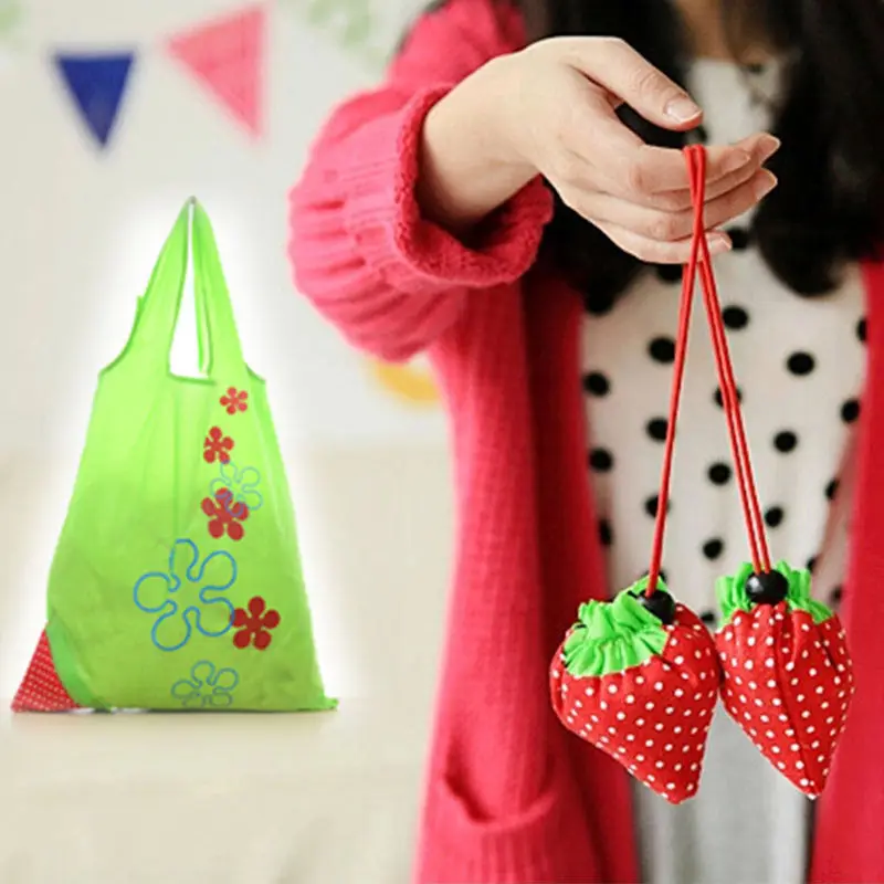 New Nylon Foldable Reusable Shopping Bags Strawberry Tote Eco Storage Handbag CN New Nylon Foldable Reusable Shopping Bags Strawberry Tote Eco Storage Handbag CN