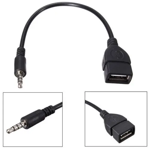 3.5mm Male Audio AUX Jack to USB 2.0 Type A Female OTG Converter