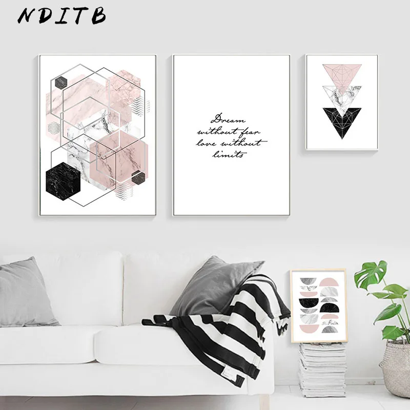 

NDITB Geometric Marble Polygon Abstract Posters Minimalist Wall Art Canvas Prints Painting Nordic Decoration Pictures Room Decor