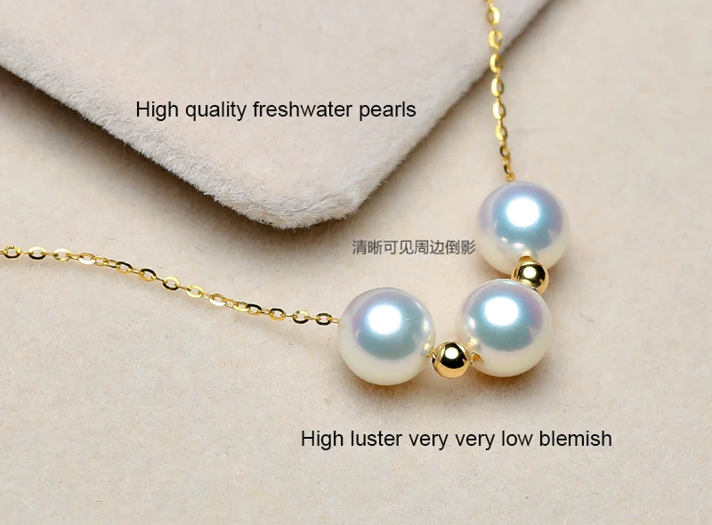 Sinya Classical 18k gold beads Natural Round Pearls choker necklace for ladies women mom girls gift with 45cm au750 gold chains  (17)