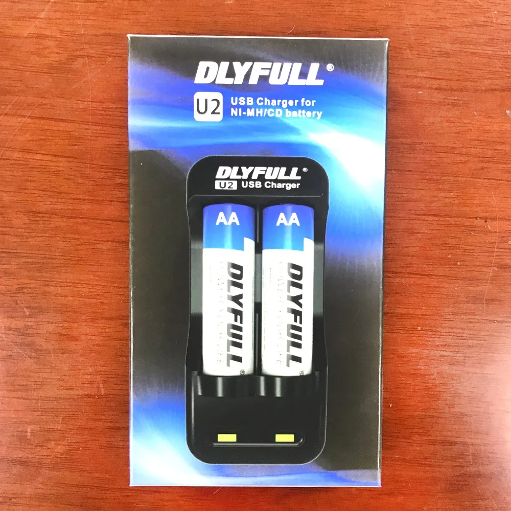 DLYFULL U2 зарядное устройство 2 слота ni-MH ni-cd для 1,2 в AA AAA зарядное устройство со светодиодный USB зарядное устройство