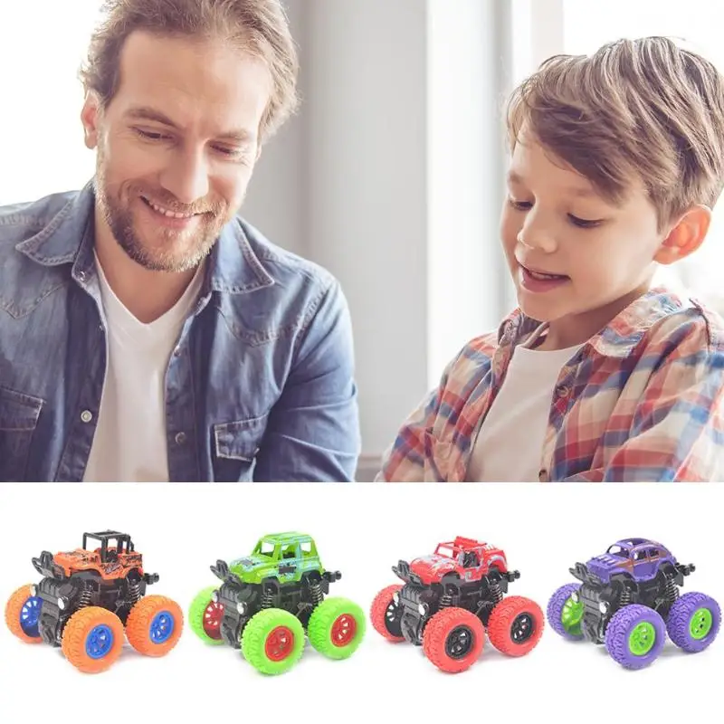Мини-внедорожник модель автомобиля четыре колеса-привод пластиковая детская игрушка трюк Забавный инерционный вращающийся фрикционный мощный автомобиль