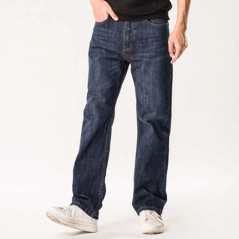 Fashions Straight Loose Baggy Jeans Men Casual Pants Denim Trousers Plus Size 27-48 Blue Jeans Men Clothing