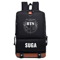 Корейский Kpop Bts BT21 несовершеннолетних пуленепробиваемый рюкзак Сумки-холсты рюкзак для Для женщин/Для мужчин школы путешествия молния
