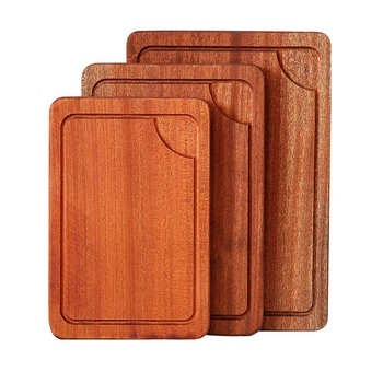 

Cutting Board With Juice Groove - Best Kitchen Steak Chopping Board, Multipurpose Thick Sapele Wood Food Tray