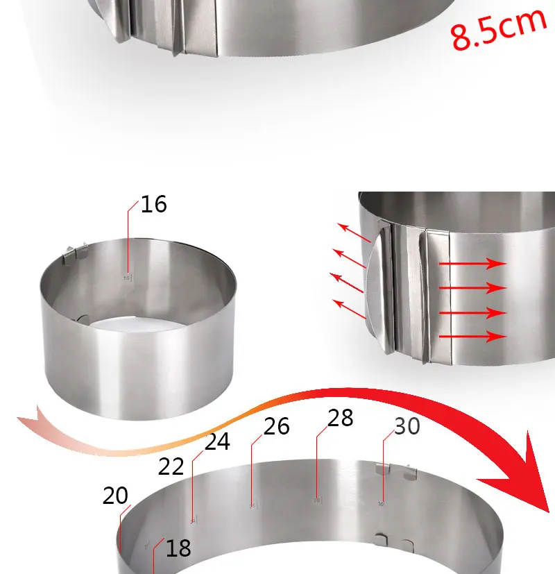 Регулируемая нержавеющая форма для торта выдвижной круг мусс кольцо кухня пастообразная форма для выпечки Посуда Кондитерские инвентарь магазин