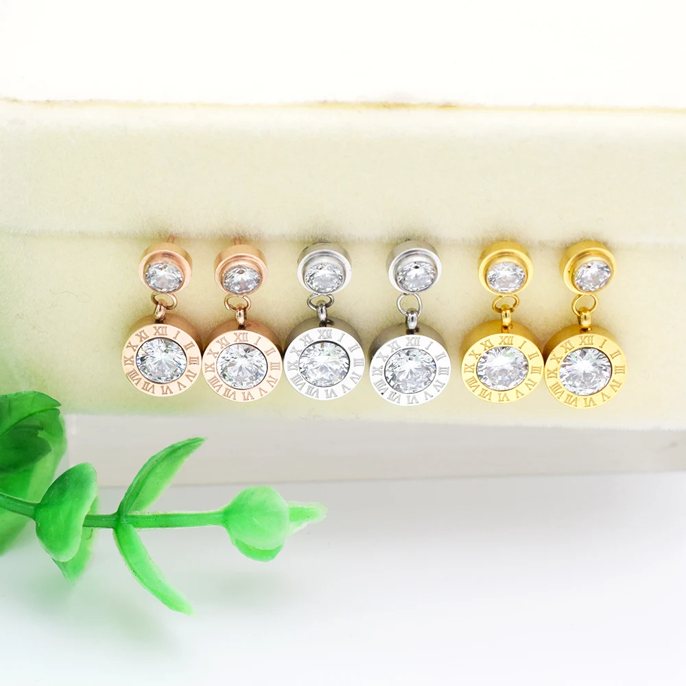 Qlzbao Design Fashion Top Quality Cute Zircon Stud Earrings Anium Qlzbao Design Fashion Top Quality Cute Zircon Stud Earrings Anium Steel Roman Numerals For Women Best Valentine Gift In From