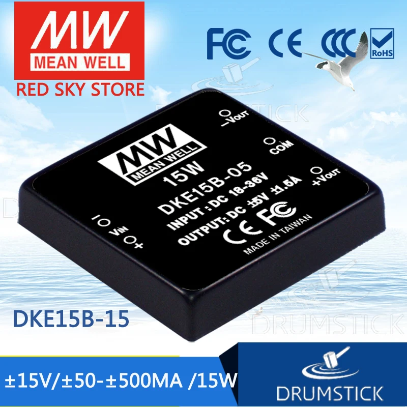

MEAN WELL DKE15B-15 15V 500mA meanwell DKE15 15V 15W DC-DC Regulated Dual Output Converter