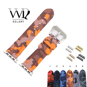 

Rolamy 38 40 42 44mm Camo Orange Grey Waterproof Silicone Rubber Replacement Wrist Watchband Strap For Iwatch Series 4/3/2/1