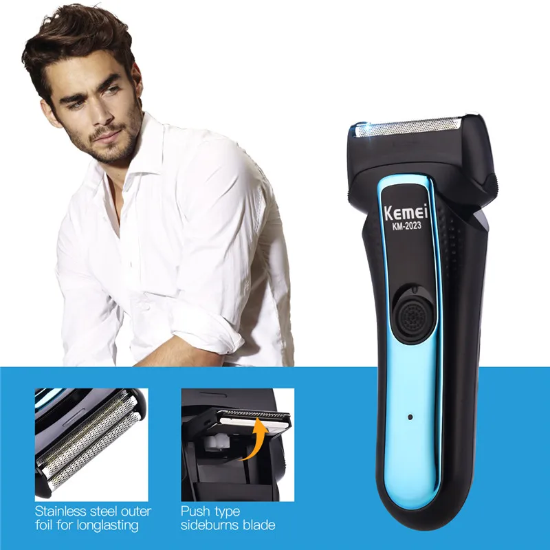 

Professional 2 Blades Men's Electric Shaver USB Rechargeable Cordless Shaving Razors Face Care Tools Sideburns Beard Trimmer 45