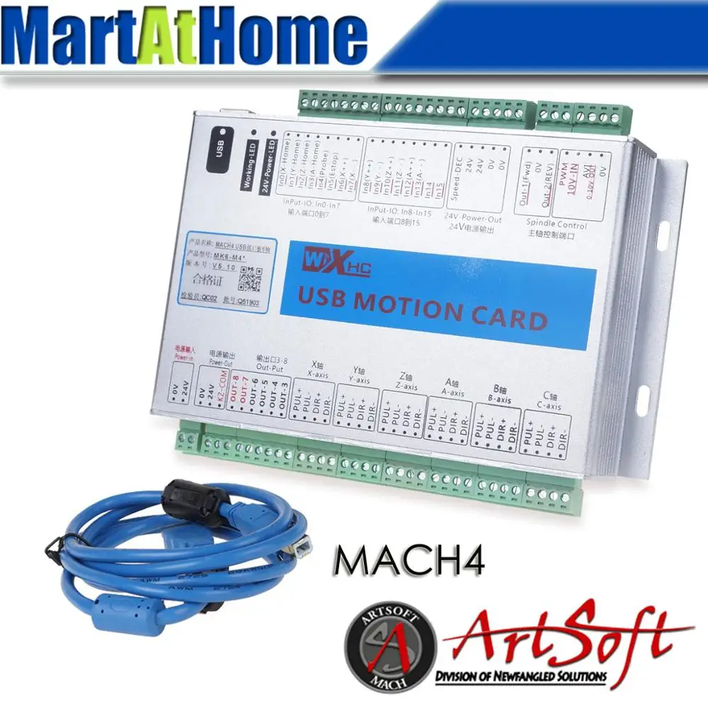Mach4 CNC 6 Axis Motion Control Card Breakout Board for Machine Centre 2MHz X