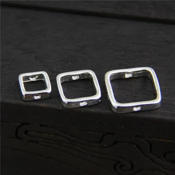 

Real 925 Sterling Silver Accessories Square Frame for DIY Spacer Beads Bracelet Necklace Making Jewelry Findings