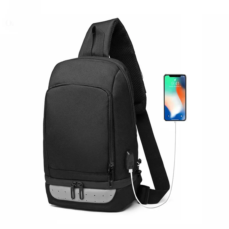 

New Usb Charging Chest Pack Men Casual Shoulder Crossbody Bag Chest Bag Male Sling Bags Water Repellent Travel Messenger Bag