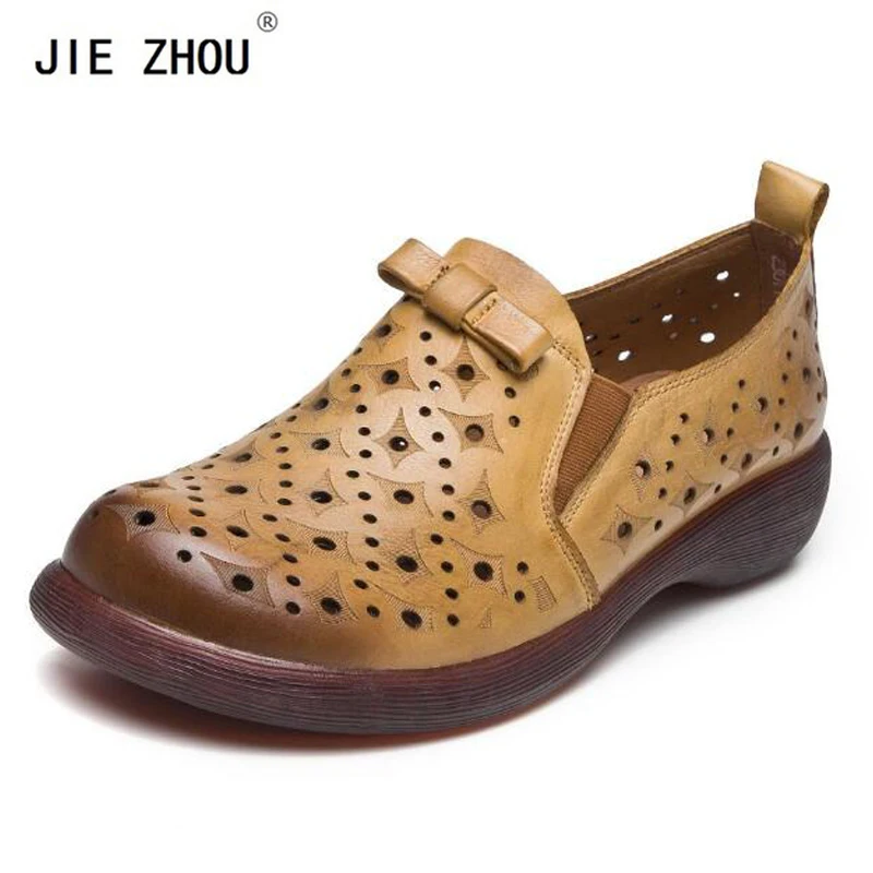 

Summer shoes Woman Retro platform Genuine Leather sandals Breathable round head comfortable soft Cowhide Women's sandals